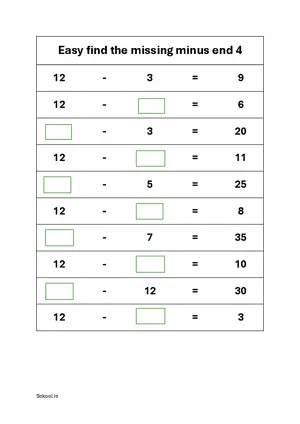 Find the missing minus end 2 numbers worksheet 4 Free printable missing number worksheet