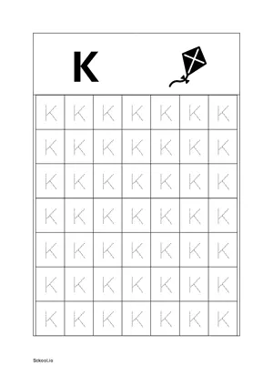 Upper Case Letter/ Capital Letter K Tracing. Free Printable Capital Letter Tracing Worksheet