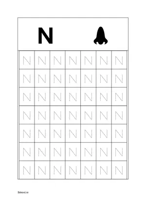 Upper Case Letter/ Capital Letter N Tracing. Free Printable Capital Letter Tracing Worksheet