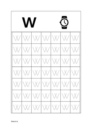 Upper Case Letter/ Capital Letter W Tracing. Free Printable Capital Letter Tracing Worksheet