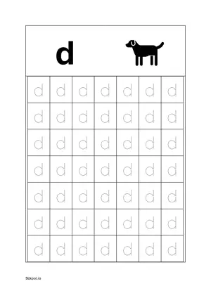 Lower Case Letter/ Small Case Letter d Tracing. Free Printable Small Case Alphabet Tracing Worksheet