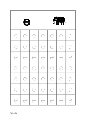 Lower Case Letter/ Small Case Letter e Tracing. Free Printable Small Case Alphabet Tracing Worksheet