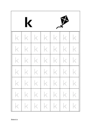 Lower Case Letter/ Small Case Letter k Tracing. Free Printable Small Case Alphabet Tracing Worksheet