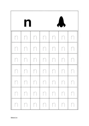 Lower Case Letter/ Small Case Letter n Tracing. Free Printable Small Case Alphabet Tracing Worksheet