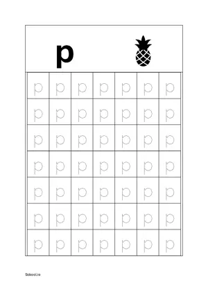 Lower Case Letter/ Small Case Letter p Tracing. Free Printable Small Case Alphabet Tracing Worksheet