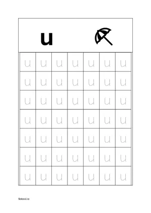 Lower Case Letter/ Small Case Letter u Tracing. Free Printable Small Case Alphabet Tracing Worksheet