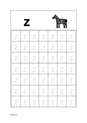 Lower Case Letter/ Small Case Letter z Tracing. Free Printable Small Case Alphabet Tracing Worksheet