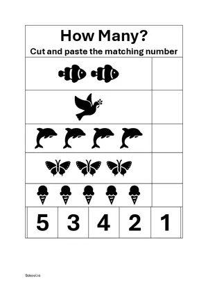 Count and Paste/Write the number worksheet 1 Free printable DIY counting worksheet