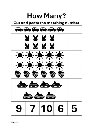 Count and Paste/Write the number worksheet 2 Free printable DIY counting worksheet