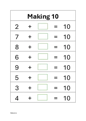 Addition: Making 10 math worksheet