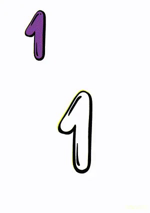 Number tracing and coloring pages Number 1 One. Free printable number worksheet. DIY Maths worksheet.