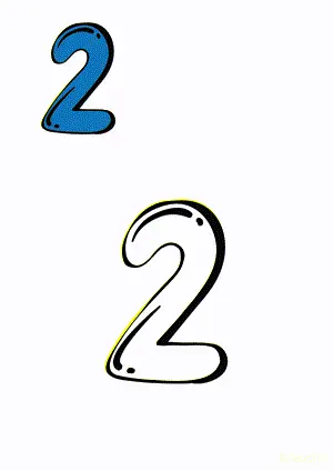 Number tracing and coloring pages Number 2 Two. Free printable number worksheet. DIY Maths worksheet.