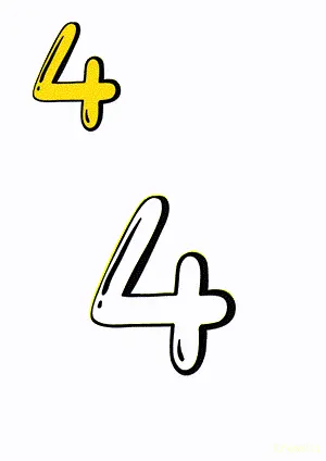 Number tracing and coloring pages Number 4 Four. Free printable number worksheet. DIY Maths worksheet.