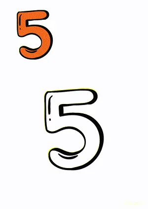 Number tracing and coloring pages Number 5 Five. Free printable number worksheet. DIY Maths worksheet.