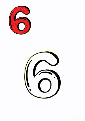 Number tracing and coloring pages Number 6 Six. Free printable number worksheet. DIY Maths worksheet.