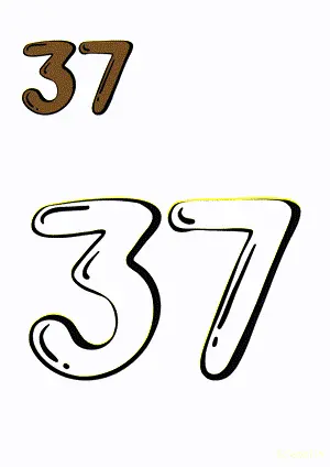 Number tracing and coloring pages Number 37 Thirty-Seven. Free printable number worksheet. DIY Maths worksheet.