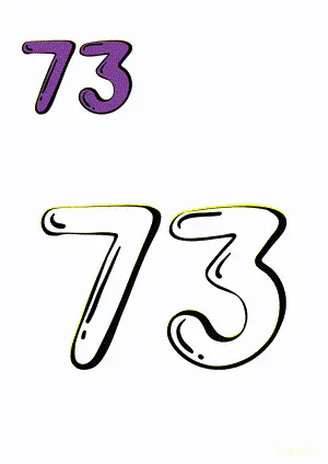 Number tracing and coloring pages Number 73 Seventy-Three. Free printable number worksheet. DIY Maths worksheet.