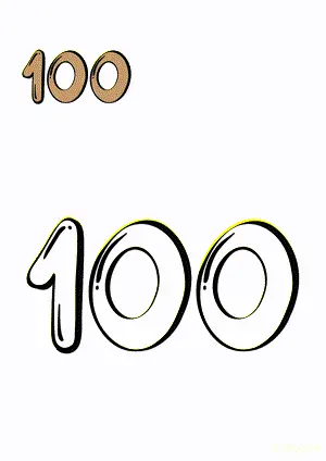 Number tracing and coloring pages Number 100 One Hundred. Free printable number worksheet. DIY Maths worksheet.