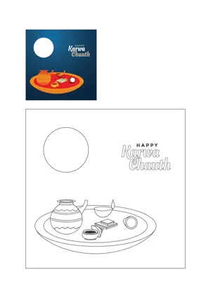 Karwa Chauth Coloring Page/ Free printable karwa chauth coloring page for kids and adults