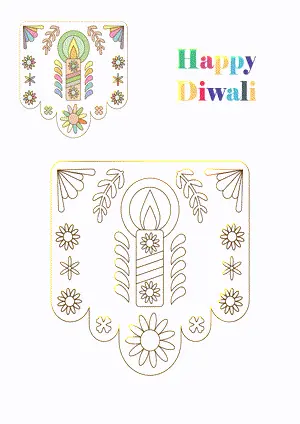 Candle Diwali Drawing and coloring pages. Free printable Diwali coloring page for kids and adults.