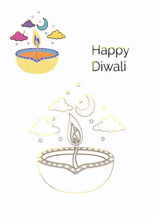 Diya Diwali Drawing and coloring pages. Free printable Diwali coloring page for kids and adults.