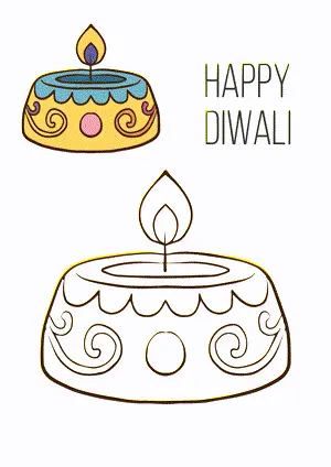 Diya Diwali Drawing and coloring pages. Free printable Diwali coloring page for kids and adults.