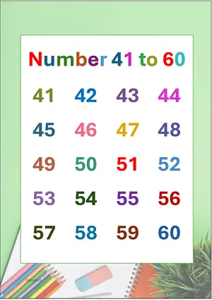 Number Names Worksheet 41 to 60 Free Printable Worksheet of Number in words For Kindergarten/Preschool/LKG