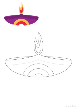 Diya Diwali Drawing and coloring pages. Free printable Diwali coloring page for kids and adults.