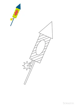 Rocket bum Diwali Drawing and coloring pages. Free printable Diwali coloring page for kids and adults.