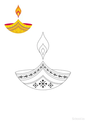 Diya Diwali Drawing and coloring pages. Free printable Diwali coloring page for kids and adults.