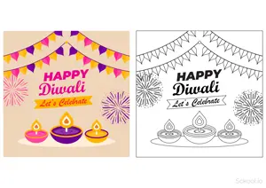  Diwali Drawing and coloring pages. Free printable Diwali coloring page for kids and adults.