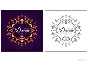  Diwali Drawing and coloring pages. Free printable Diwali coloring page for kids and adults.