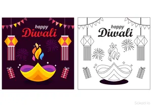  Diwali Drawing and coloring pages. Free printable Diwali coloring page for kids and adults.