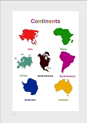 Continents Chart with Name in English Montessori Posters Classroom Decor Digital Download Free Printables