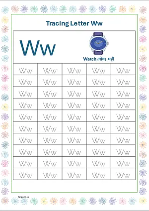 Printable Worksheets Tracing the Letters Uppercase Lowercase Ww Preschool, Kindergarten, Homeschool