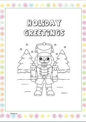 Free Printable Christmas Holiday Greetings Coloring Page for Kids