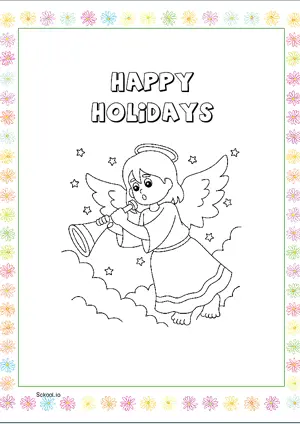 Free Printable Christmas Happy Holidays Coloring Page for Kids