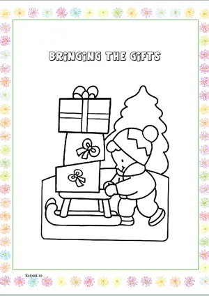 Free Printable Bringing the Gifts Coloring Page for Kids