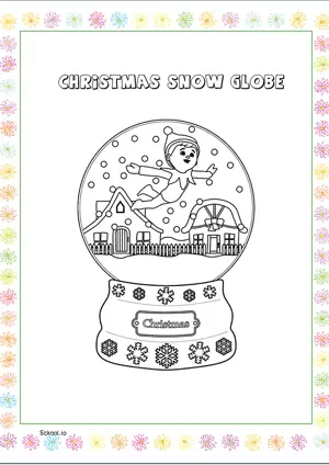 Free Printable Christmas Snow globe Coloring Page for Kids 1