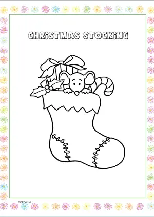 Free Printable Christmas Stocking Coloring Page for Kids 1