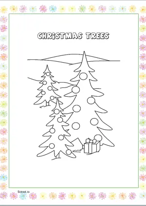 Free Printable Christmas Trees Coloring Page for Kids