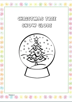 Free Printable Christmas Tree Snow globe Coloring Page for Kids 1