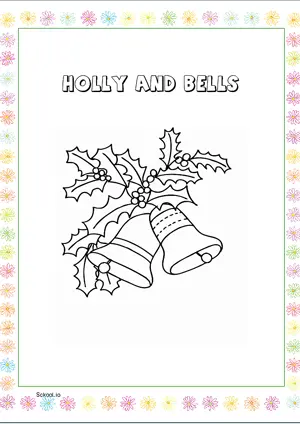 Free Printable Holly and Bells Christmas Coloring Page for Kids