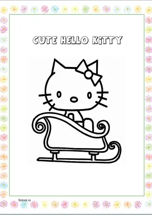 Free Printable Cute Hello Kitty Christmas Coloring Pages for Kids