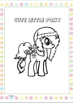 Free Printable Cute Little Pony Christmas Coloring Pages for Kids