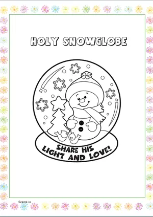 Free Printable Holy Snow globe Coloring Page for Kids