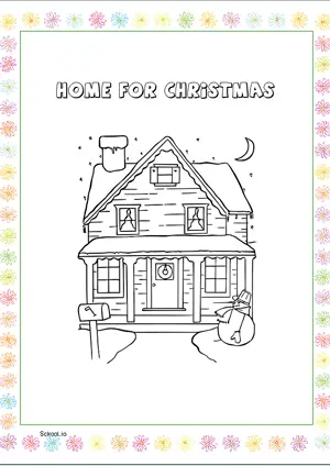 Free Printable Home for Christmas Coloring Page for Kids