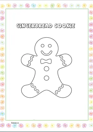 Free Printable Gingerbread Cookie Coloring Page for Kids