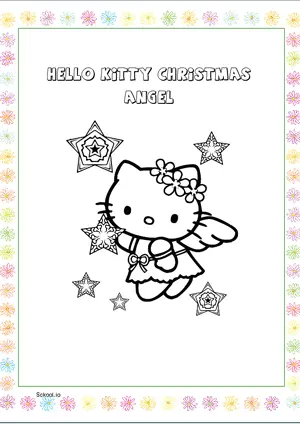 Free Printable Hello Kitty Christmas Angel Coloring Pages for Kids