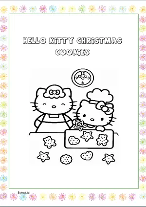 Free Printable Hello Kitty Christmas Cookies Coloring Page for Kids